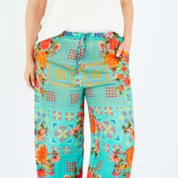 LULA SOUL Aqua Turquoise Capri Wide Leg Pants - Picture 10 of 16